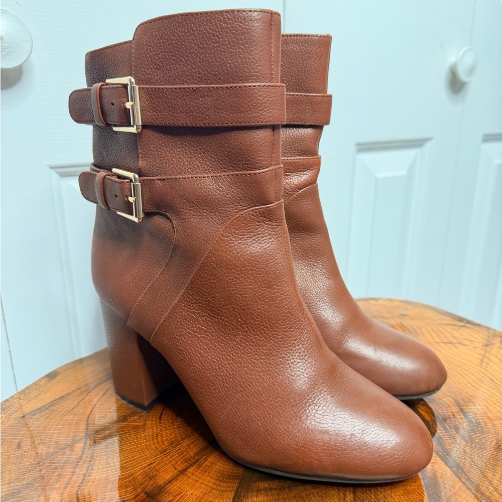 Nine West Brown Heeled Boots with Buckle Detail